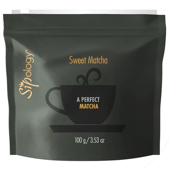 Sipology: Sweet Coffee Cake Matcha - 3.53oz/100g Bag - Powder Drink Mix, 62.5 Servings, Premium Japanese Matcha, Hot Or Cold, 5 Cals, Energy Boost