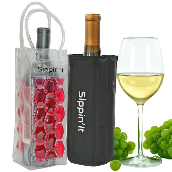 Sippin'It 2 Piece Wine Party Pack Chiller Sleeve & Travel Bag