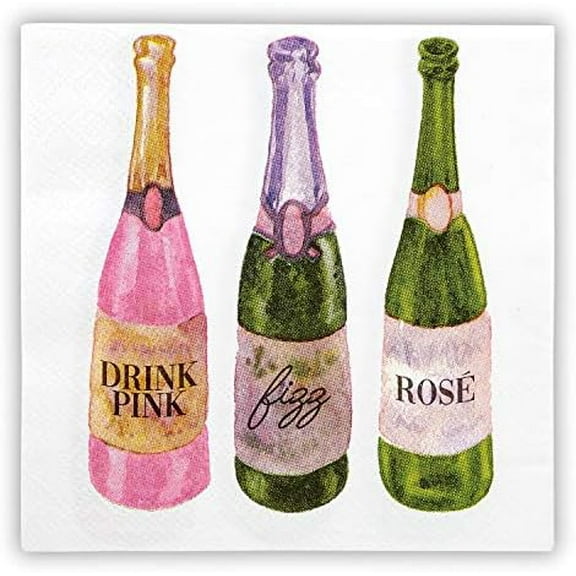 Sippin' Pretty Cocktail Paper Napkins, 20-Count, 5 x 5-Inches, Wedding Champagne