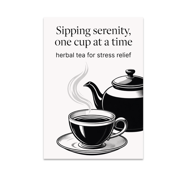 Sipping Serenity Herbal Tea Wall Decor - Tea Lover - 13x19 Poster Print
