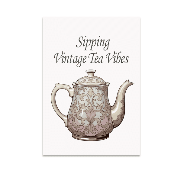 Sipping Vintage Tea Vibes - Tea Enthusiast - 13x19 Poster Print