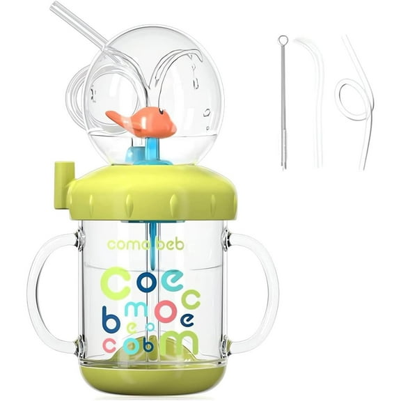 Sippy Cup with Straw Spill Proof Weighted Straw Cup for Toddlers with Handles Whale Squirt Water Cup for Baby Drinking Tritan Water Bottle BPA Free Trainer Sippy Cups for 1+ Year Old(7.7oz)