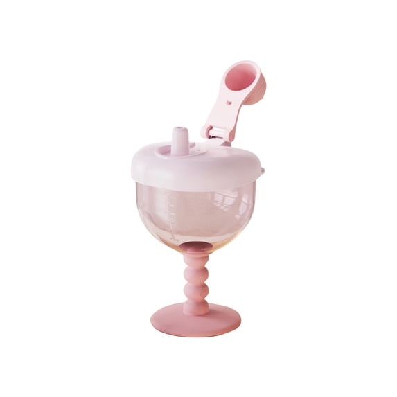 Sippy Cup with Stem, Children's Straw Water Cup, Drop-Proof with Scale, BPA-Free, Pink.