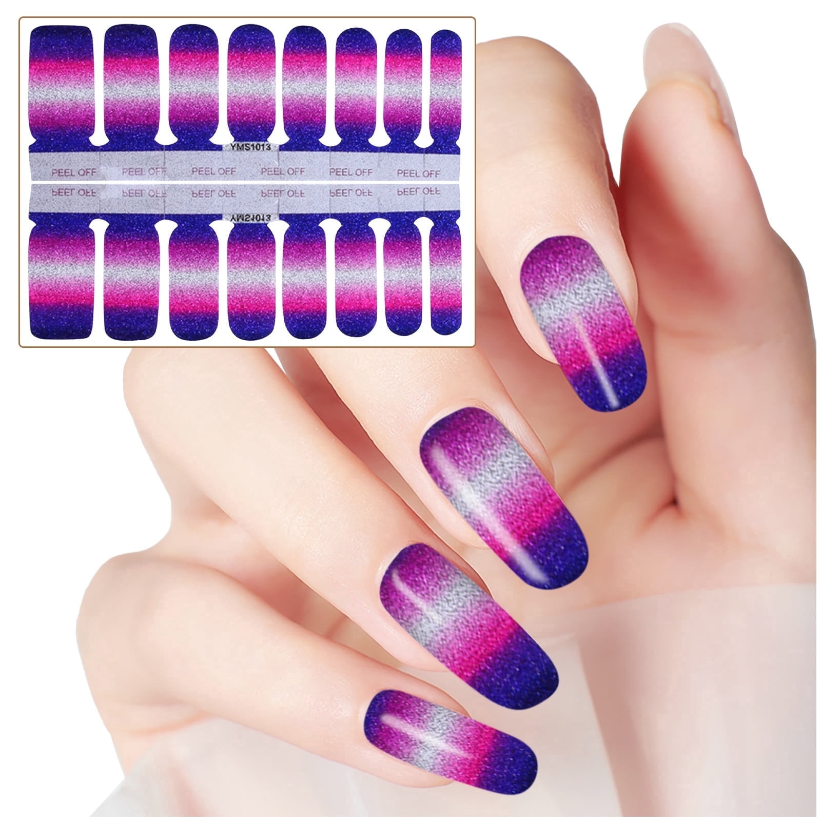 Siquannn 3d Nail Stickers Jelly Nails on Colorful Rhinestones Glitter ...
