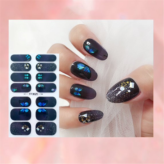 Siquannn Nail Stickers Stones for Nails Nails Polish Strips Color Street Rhinestone for Nails Big Acrylic Nail Design Decals on Stand Galactic Nail Sheets Nail Finger Nails Tips