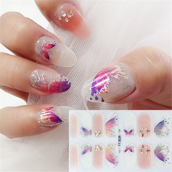 Siquannn Nail Stickers Stones for Nails Nails Polish Strips Color Street Rhinestone for Nails Big Acrylic Nail Design Decals on Stand Galactic Nail Sheets Nail Finger Nails Tips