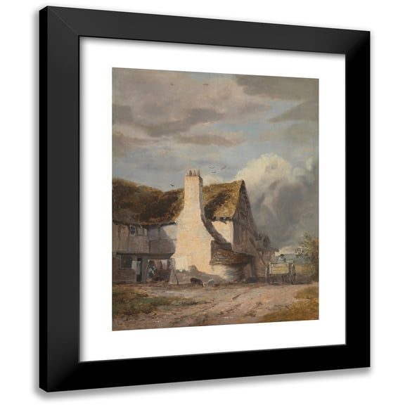 Sir Augustus Wall Callcott 19x24 Black Modern Framed Museum Art Print Titled - Cottage by a Country Lane