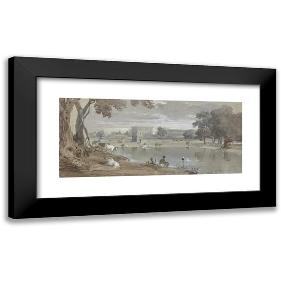 Sir Charles D'Oyly 14x8 Black Modern Framed Museum Art Print Titled - View of Part of Chowringhee - Calcutta