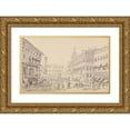 thumbnail image 1 of Sir Charles D'Oyly 18x13 Gold Ornate Wood Frame and Double Matted Museum Art Print Titled - Square at Bologna, Cathedral and Palace of the Pope's Legate (1840), 1 of 4
