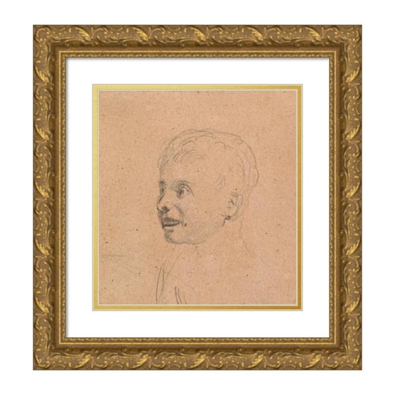 Sir David Wilkie 12x13 Gold Ornate Wood Frame and Double Matted Museum Art Print Titled - Head of Girl (1806)