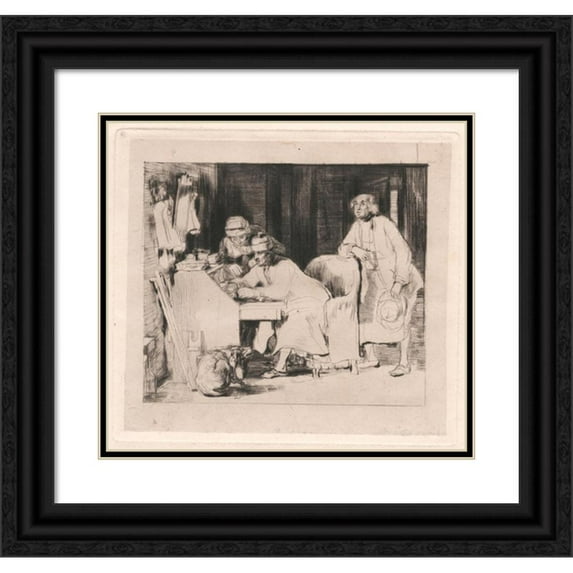 Sir David Wilkie 13x12 Black Ornate Wood Framed Double Matted Museum Art Print Titled: Finding the Will