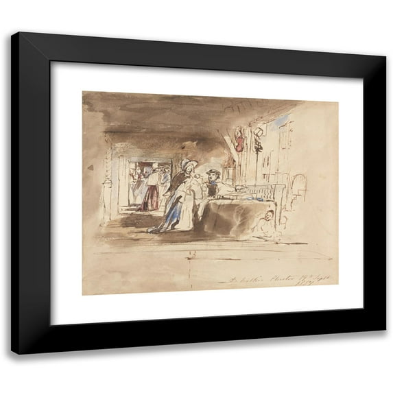 Sir David Wilkie 14x12 Black Modern Framed Museum Art Print Titled - Shopping in the Rows, Chester (1837)