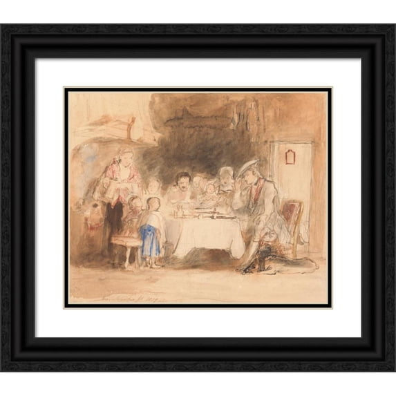 Sir David Wilkie 17x15 Black Ornate Wood Framed Double Matted Museum Art Print Titled - Grace Before Meat (1839)