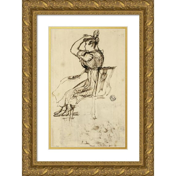 Sir David Wilkie 17x24 Gold Ornate Framed and Double Matted Museum Art Print Titled - Study for Cottage Toilet (C. 1825)