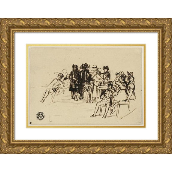 Sir David Wilkie 24x18 Gold Ornate Framed and Double Matted Museum Art Print Titled - Study for Right Group (C. 1820)