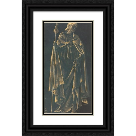 Sir Edward Coley Burne-Jones 11x18 Black Ornate Wood Framed Double Matted Museum Art Print Titled - Angel (C. 1896)