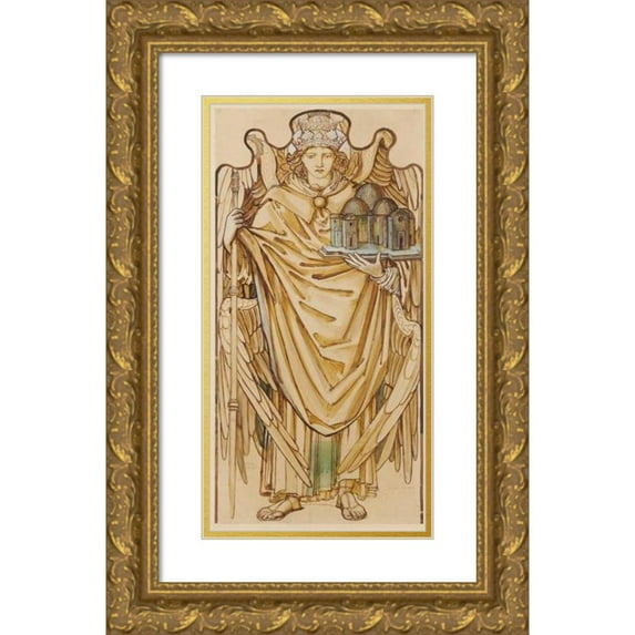 Sir Edward Coley Burne-Jones 11x18 Gold Ornate Wood Frame and Double Matted Museum Art Print Titled - The Angels of the Hierarchy - Potentates (1873)