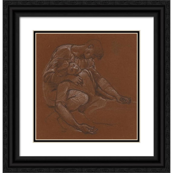 Sir Edward Coley Burne-Jones 12x13 Black Ornate Wood Framed Double Matted Museum Art Print Titled: The Entombment