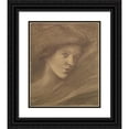 thumbnail image 1 of Sir Edward Coley Burne-Jones 12x14 Black Ornate Wood Framed Double Matted Museum Art Print Titled: The Song of Solomon - Study of a Zephyr for ‘Sponsa De Libano-, 1 of 5
