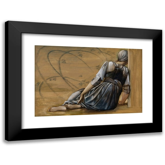 Sir Edward Coley Burne-Jones 14x11 Black Modern Framed Museum Art Print Titled - The Briar Rose Series - Study for ‘The Garden Court’ II (1889)