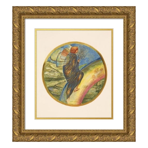 Sir Edward Coley Burne-Jones 15x17 Gold Ornate Wood Frame and Double Matted Museum Art Print Titled - Ladder of Heaven (1905)