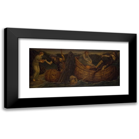 Sir Edward Coley Burne-Jones 18x10 Black Modern Framed Museum Art Print Titled - Psyche Giving the Coin to the Ferryman of the Styx (1881)