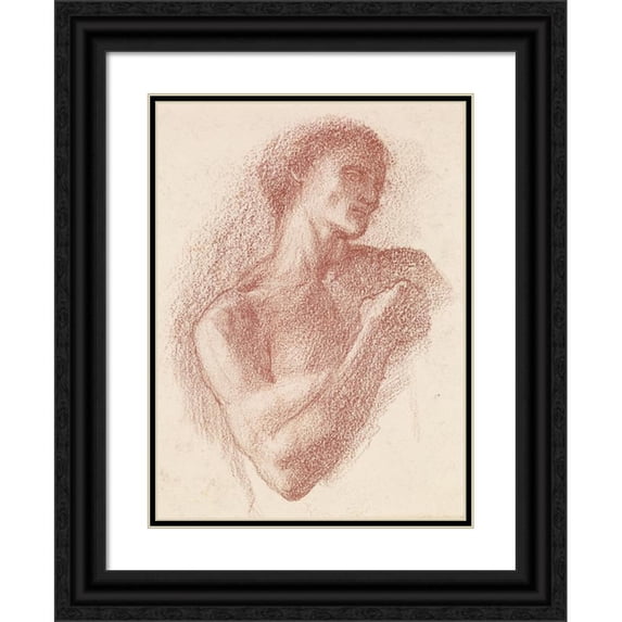 Sir Edward Coley Burne-Jones 19x24 Black Ornate Framed Double Matted Museum Art Print Titled: The Fates - Study of the Male Lover