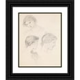 thumbnail image 1 of Sir Edward Coley Burne-Jones 20x24 Black Ornate Framed Double Matted Museum Art Print Titled: Female - Head Study of a Girl (Three Studies), 1 of 5