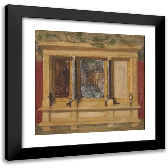 Sir Edward Coley Burne-Jones 21x20 Black Modern Framed Museum Art Print Titled - Troy Triptych - Compositional Study (1870-2)
