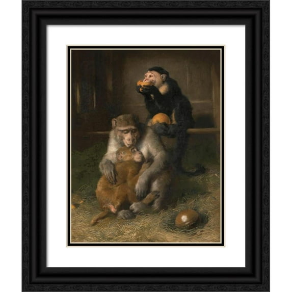 Sir Edwin Henry Landseer 15x18 Black Ornate Wood Framed Double Matted Museum Art Print Titled - Doctor's Visit to Poor Relations at the Zoological Gardens