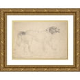 thumbnail image 1 of Sir Edwin Henry Landseer 18x14 Gold Ornate Wood Frame and Double Matted Museum Art Print Titled - Study of a Herding Dog Facing Right (1810), 1 of 4