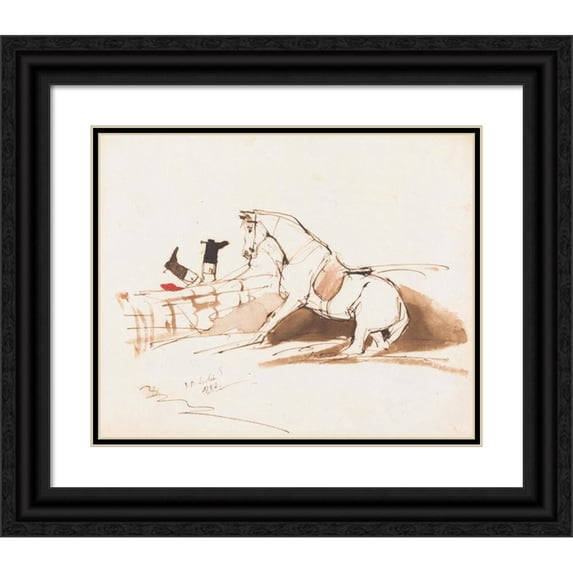 Sir Edwin Henry Landseer 24x20 Black Ornate Framed Double Matted Museum Art Print Titled: A Hunting Accident (1836)