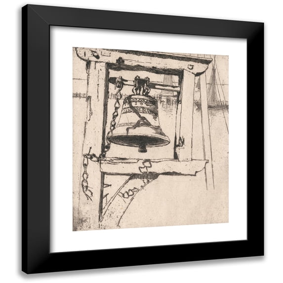 Sir Frank Short 12x14 Black Modern Framed Museum Art Print Titled - The Dijk Bell, Volendam (1892)