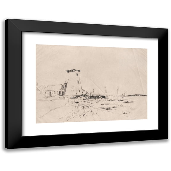 Sir Frank Short 24x18 Black Modern Framed Museum Art Print Titled - Langston Mill (1908)