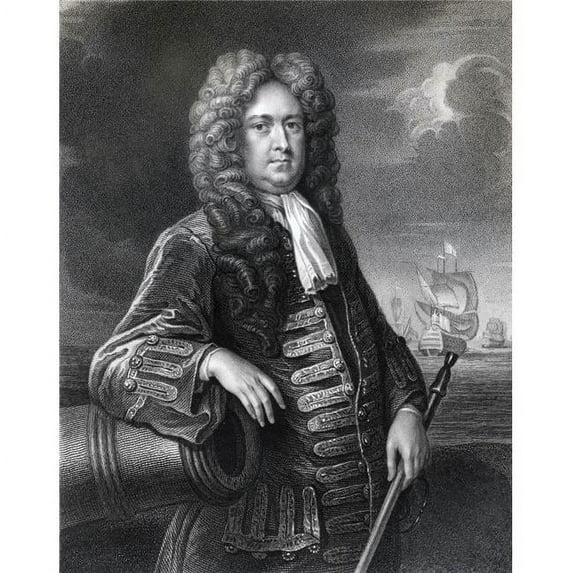Sir George Rooke 1650 to 1709 English Naval Commander & Admiral Engraved by W Holl From the Book the National Portrait Poster Print, 24 x 32