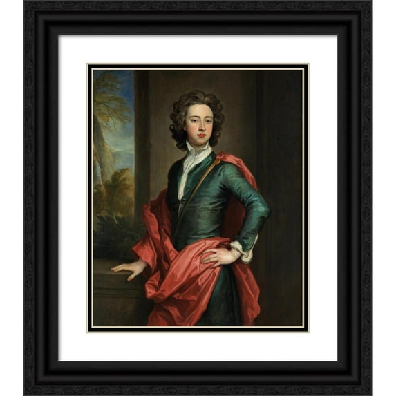 Sir Godfrey Kneller 12x14 Black Ornate Wood Framed Double Matted Museum Art Print Titled: Charles Beauclerk, Duke of St. Albans (ca. 1690-95)