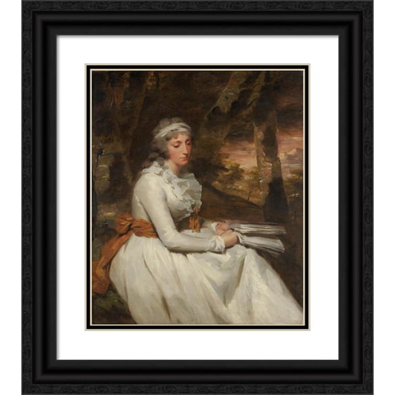 Sir Henry Raeburn 12x14 Black Ornate Wood Framed Double Matted Museum Art Print Titled: Mrs. Richard Alexander Oswald (ca. 1794)