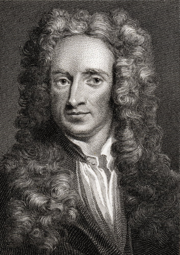 Sir Isaac Newton 1642-1727 English Physicist And Mathematician Engraved By Edward Smith From Painting By Sir George Kneller Canvas Art - Ken Welsh Design Pics (24 x 36)