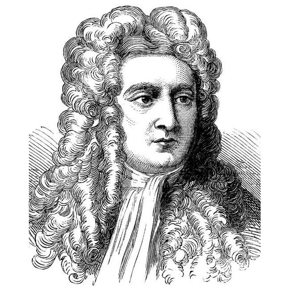 Sir Isaac Newton Engraving Portrait Style - A - 24x36 Inch Laminated Poster - Stunning Detail and Bold Colors
