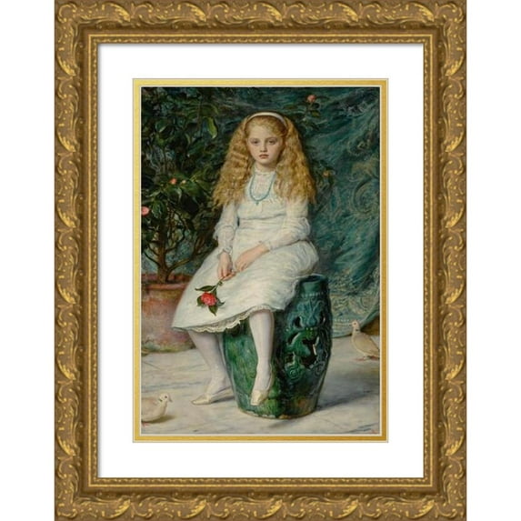 Sir John Everett Millais 17x24 Gold Ornate Framed and Double Matted Museum Art Print Titled - Nina, Daughter of Frederick Lehmann, Esq. (1869)