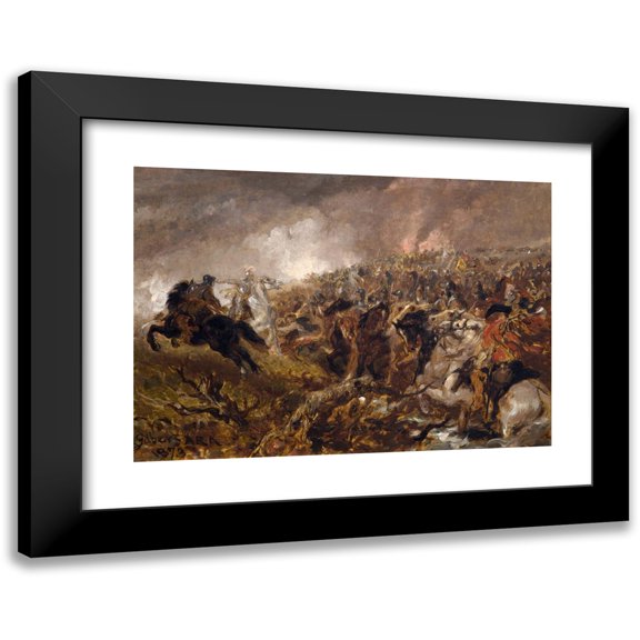 Sir John Gilbert 18x14 Black Modern Framed Museum Art Print Titled - Preparing for the Charge (1873)