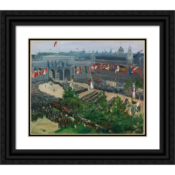 Sir John Lavery 17x15 Black Ornate Wood Framed Double Matted Museum Art Print Titled - Admiralty Arch, 19th July 1919 (1919)