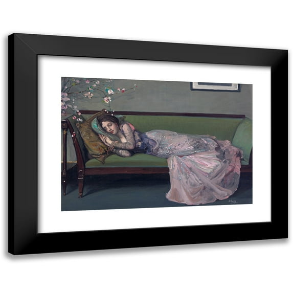 Sir John Lavery 24x18 Black Modern Framed Museum Art Print Titled - The Green Sofa
