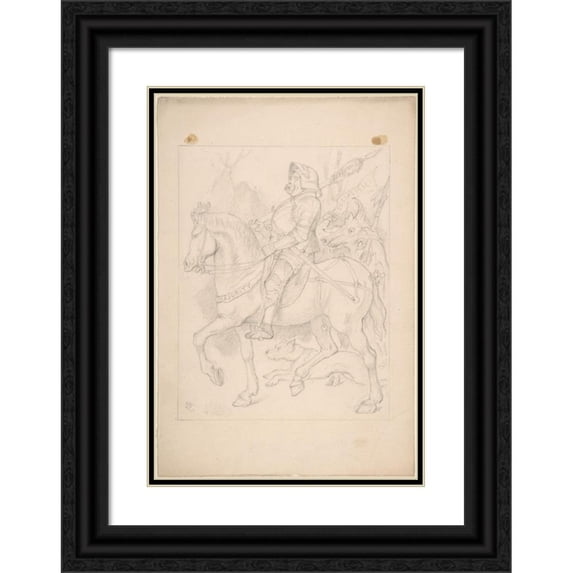 Sir John Tenniel 14x18 Black Ornate Wood Framed Double Matted Museum Art Print Titled - The Knight and His Companion (1887)
