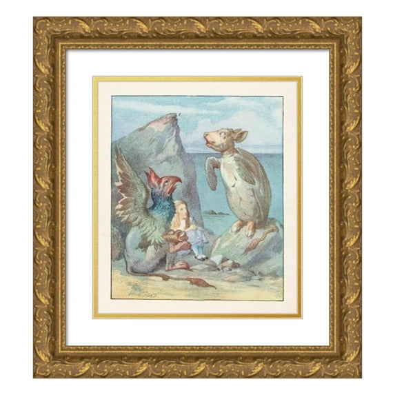 Sir John Tenniel 20x23 Gold Ornate Framed and Double Matted Museum Art Print Titled - ‘When We Were Little’ the Mock Turtle Went on at Last (1911)