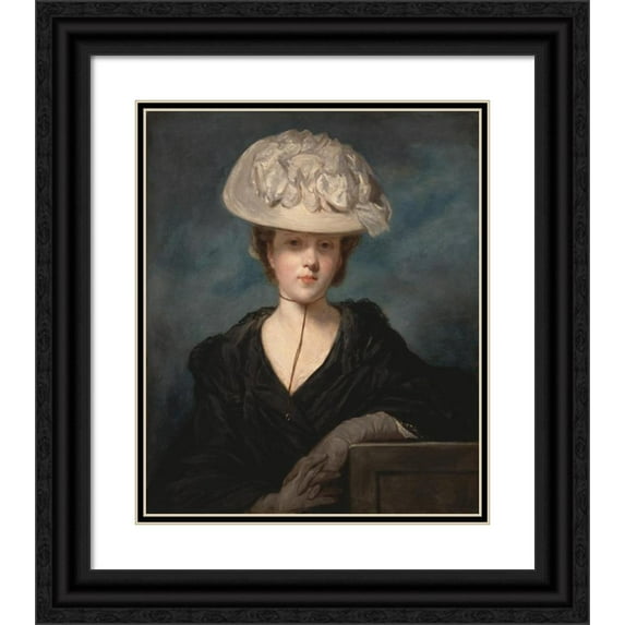 Sir Joshua Reynolds 12x14 Black Ornate Wood Framed Double Matted Museum Art Print Titled: Miss Mary Hickey (1769 to 1773)