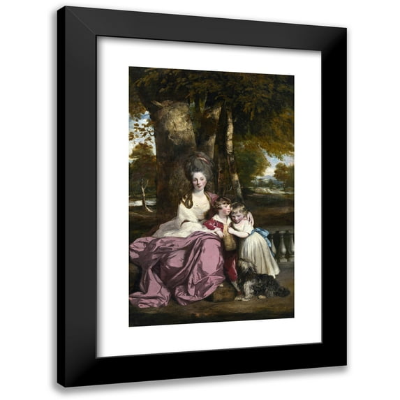 Sir Joshua Reynolds 16x24 Black Modern Framed Museum Art Print Titled - Lady Elizabeth Delme and Her Children (1777-1779)
