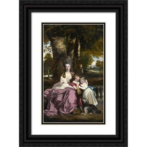 Sir Joshua Reynolds 16x24 Black Ornate Framed Double Matted Museum Art Print Titled: Lady Elizabeth Delme and Her Children (1777-1779)
