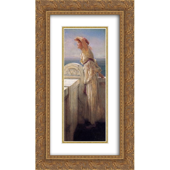 Sir Lawrence Alma Tadema 2x Matted 14x24 Gold Ornate Framed Art Print 'Hopeful'