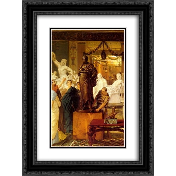 Sir Lawrence Alma Tadema 2x Matted 18x24 Black Ornate Framed Art Print 'A Sculpture Gallery in Rome at the Time of Agrippa'